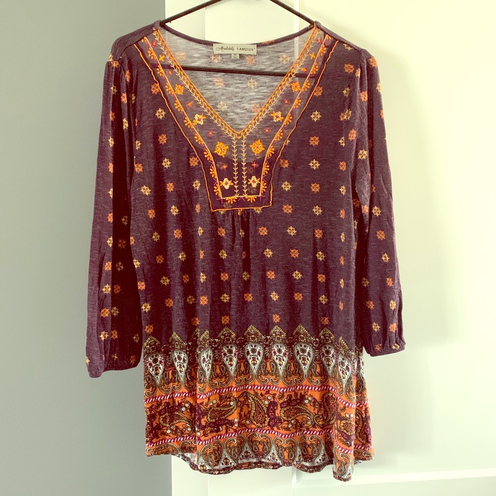 Boho Hippie Top 3/4 Sleeves